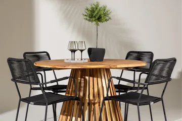 Spisegruppe for utendørsbruk Venture Home Lumpur spisegruppe + 4 stoler Natur - Hagemøbler & utemiljø - Hagegruppe - Spisegrupper hage
