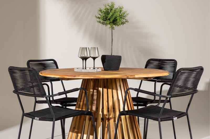 Spisegruppe for utendørsbruk Venture Home Lumpur spisegruppe + 4 stoler Natur - Hagemøbler & utemiljø - Hagegruppe - Spisegrupper hage