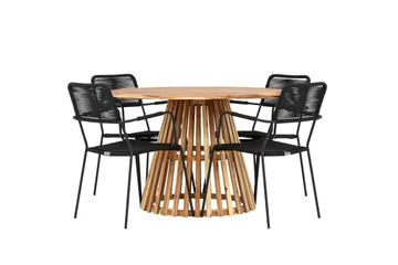 Spisegruppe for utendørsbruk Venture Home Lumpur spisegruppe + 4 stoler Natur - Hagemøbler & utemiljø - Hagegruppe - Spisegrupper hage