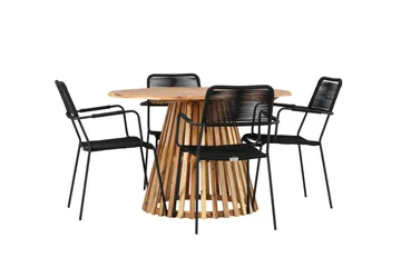 Spisegruppe for utendørsbruk Venture Home Lumpur spisegruppe + 4 stoler Natur - Hagemøbler & utemiljø - Hagegruppe - Spisegrupper hage