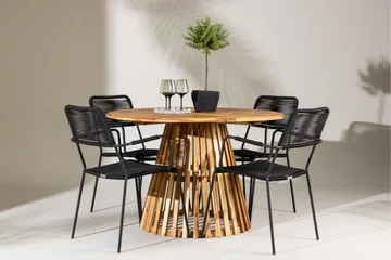 Spisegruppe for utendørsbruk Venture Home Lumpur spisegruppe + 4 stoler Natur - Hagemøbler & utemiljø - Hagegruppe - Spisegrupper hage