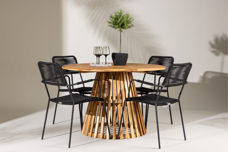 Spisegruppe for utendørsbruk Venture Home Lumpur spisegruppe + 4 stoler Natur - Hagemøbler & utemiljø - Hagegruppe - Spisegrupper hage