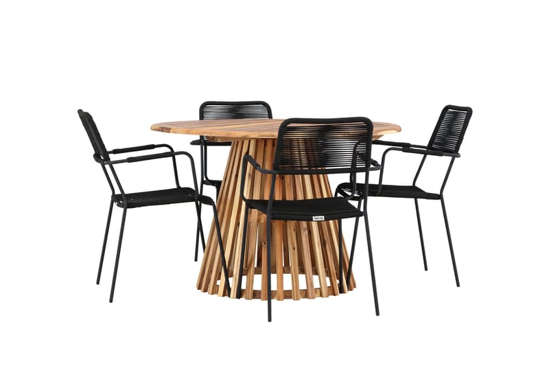 Spisegruppe for utendørsbruk Venture Home Lumpur spisegruppe + 4 stoler Natur - Hagemøbler & utemiljø - Hagegruppe - Spisegrupper hage