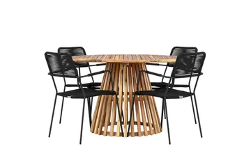 Spisegruppe for utendørsbruk Venture Home Lumpur spisegruppe + 4 stoler Natur - Hagemøbler & utemiljø - Hagegruppe - Spisegrupper hage