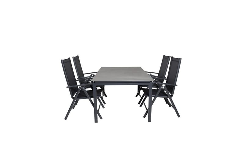 Spisegruppe Levels Forlengbar 160cm + 4 Break Stoler Svart/G - Venture Home - Hagemøbler & utemiljø - Hagegruppe - Spisegrupper hage