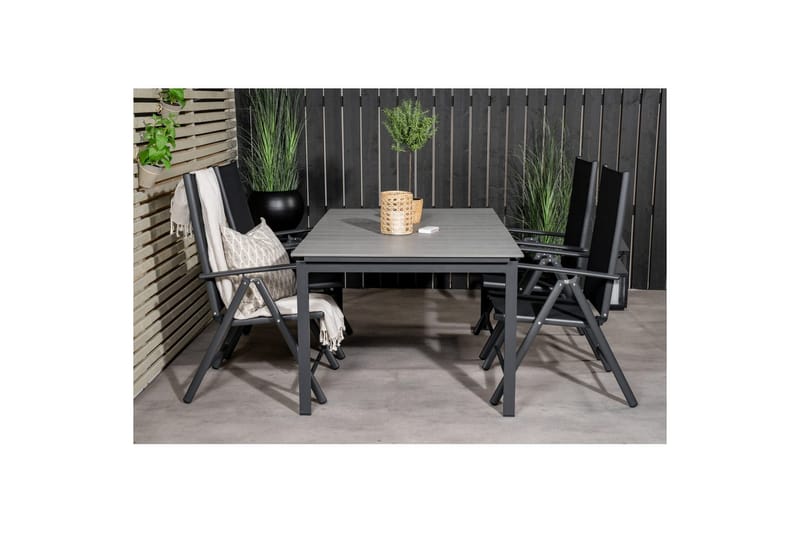 Spisegruppe Levels Forlengbar 160cm + 4 Break Stoler Svart/G - Venture Home - Hagemøbler & utemiljø - Hagegruppe - Spisegrupper hage