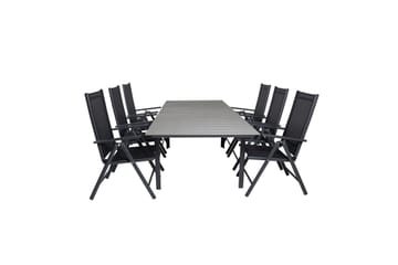 Spisegruppe Levels Forlengbar 160cm + 6 Break Stoler Svart/G - Venture Home - Hagemøbler & utemiljø - Hagegruppe - Spisegrupper hage