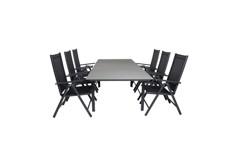 Spisegruppe Levels Forlengbar 160cm + 6 Break Stoler Svart/G - Venture Home - Hagemøbler & utemiljø - Hagegruppe - Spisegrupper hage