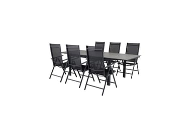 Spisegruppe Levels Forlengbar 160cm + 6 Break Stoler Svart/G - Venture Home - Hagemøbler & utemiljø - Hagegruppe - Spisegrupper hage