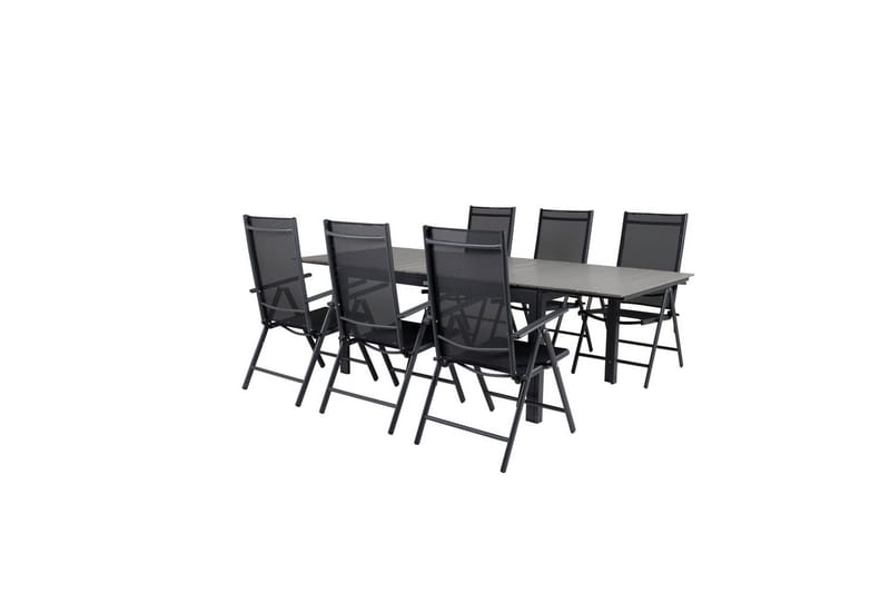 Spisegruppe Levels Forlengbar 160cm + 6 Break Stoler Svart/G - Venture Home - Hagemøbler & utemiljø - Hagegruppe - Spisegrupper hage