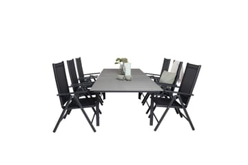 Spisegruppe Levels Forlengbar 160cm + 6 Break Stoler Svart/G - Venture Home - Hagemøbler & utemiljø - Hagegruppe - Spisegrupper hage