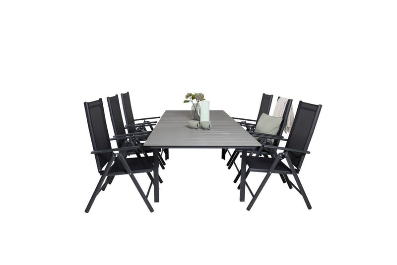 Spisegruppe Levels Forlengbar 160cm + 6 Break Stoler Svart/G - Venture Home - Hagemøbler & utemiljø - Hagegruppe - Spisegrupper hage