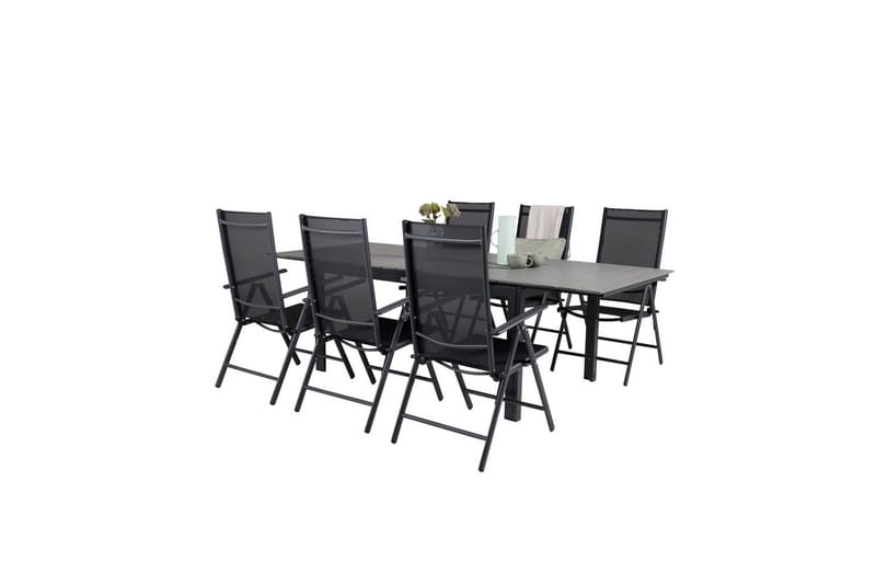 Spisegruppe Levels Forlengbar 160cm + 6 Break Stoler Svart/G - Venture Home - Hagemøbler & utemiljø - Hagegruppe - Spisegrupper hage