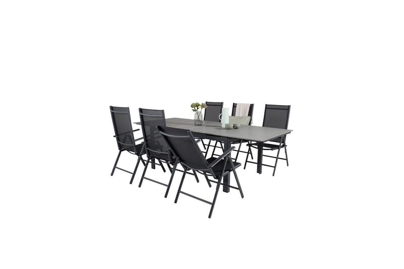 Spisegruppe Levels Forlengbar 160cm + 6 Break Stoler Svart/G - Venture Home - Hagemøbler & utemiljø - Hagegruppe - Spisegrupper hage