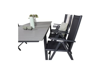 Spisegruppe Levels Forlengbar 160cm + 6 Break Stoler Svart/G - Venture Home - Hagemøbler & utemiljø - Hagegruppe - Spisegrupper hage