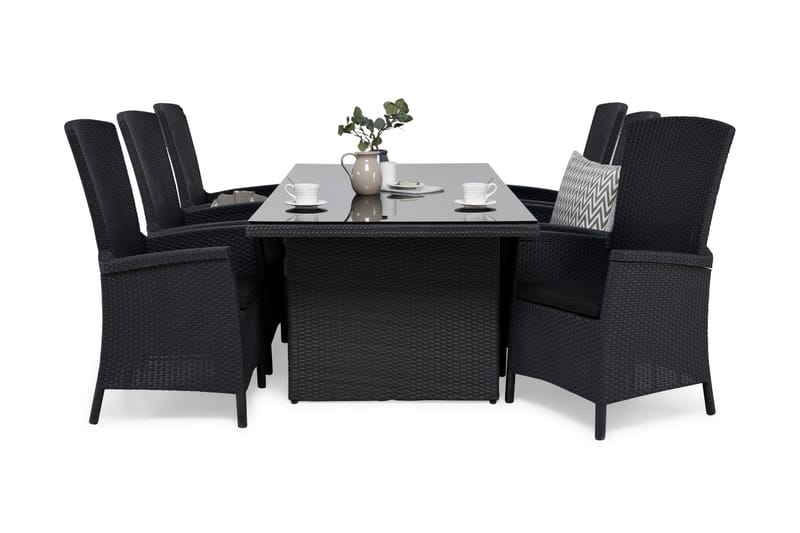 Spisegruppe Majestic med 6 Vermont Justerbar Lenestol m Pute - Spisegrupper hage
