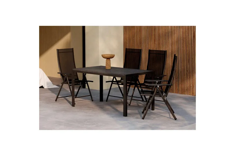 Spisegruppe Mirko 140x80x74, Levanzo - Svart - Hagemøbler & utemiljø - Hagegruppe - Spisegrupper hage