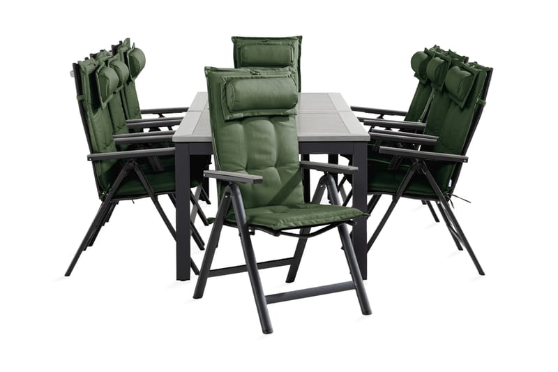 Spisegruppe Monaco 100x220-280+8 Monaco Light Stol +Pute - Svart|Grå|Grønn - Spisegrupper hage