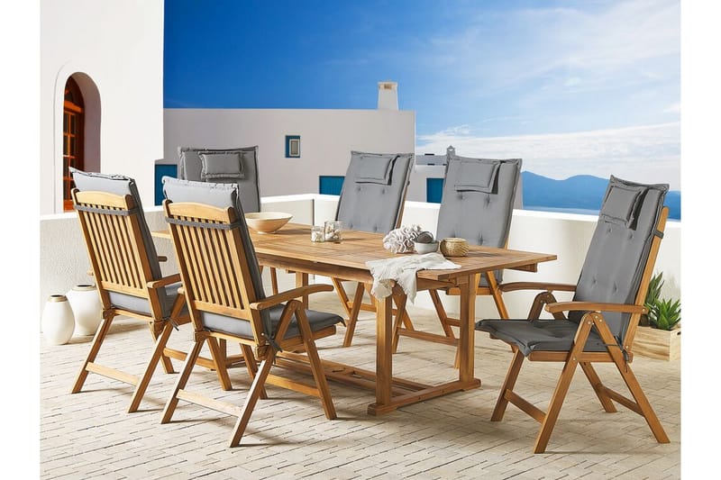 Spisegruppe Riliegh 220 cm + 6 stoler - Grafittgrå - Spisegrupper hage