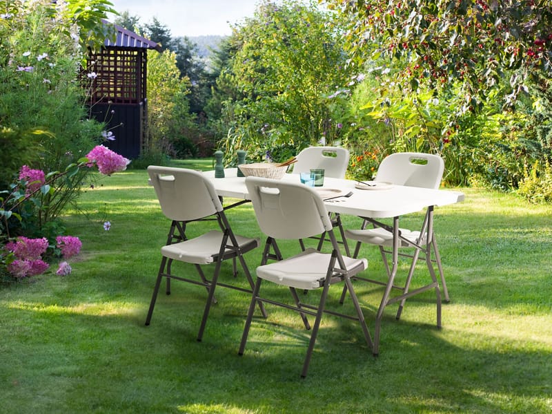 Spisegruppe utendørs 4-seter Cugnoli sammenleggbar - Hvit/sølv - Hagemøbler & utemiljø - Hagegruppe - Spisegrupper hage
