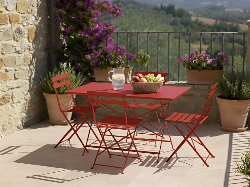 Spisegruppe utendørs 4-seter Fiori - rød - Hagemøbler & utemiljø - Hagegruppe - Spisegrupper hage