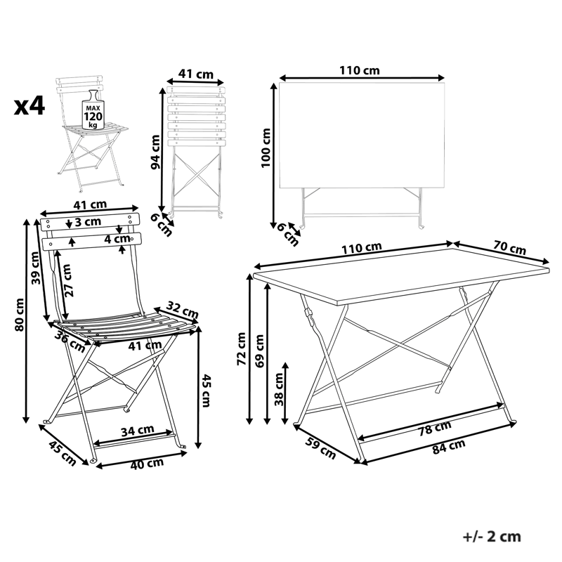 Spisegruppe utendørs 4-seter Fiori - rød - Hagemøbler & utemiljø - Hagegruppe - Spisegrupper hage