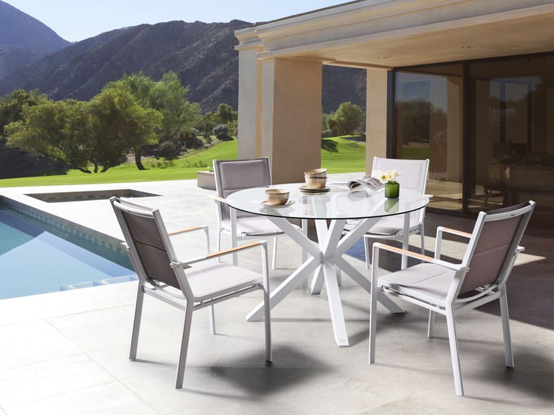 Spisegruppe utendørs 4-seter Maletto/Busseto - hvit/grå/transparent/brun - Hagemøbler & utemiljø - Hagegruppe - Spisegrupper hage