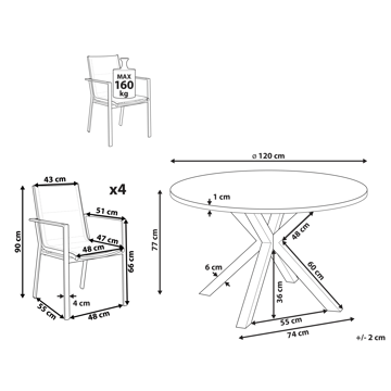 Spisegruppe utendørs 4-seter Maletto/Busseto - hvit/grå/transparent/brun - Hagemøbler & utemiljø - Hagegruppe - Spisegrupper hage
