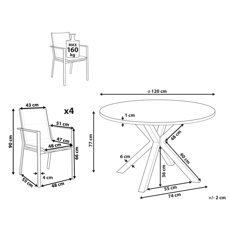 Spisegruppe utendørs 4-seter Maletto/Busseto - hvit/grå/transparent/brun - Hagemøbler & utemiljø - Hagegruppe - Spisegrupper hage