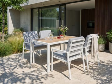Spisegruppe utendørs 4-seter Visso - hvit/grå/beige - Hagemøbler & utemiljø - Hagegruppe - Spisegrupper hage