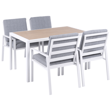 Spisegruppe utendørs 4-seter Visso - hvit/grå/beige - Hagemøbler & utemiljø - Hagegruppe - Spisegrupper hage