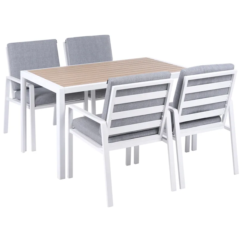 Spisegruppe utendørs 4-seter Visso, hvit/grå/beige