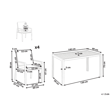 Spisegruppe utendørs 4-seter Visso - hvit/grå/beige - Hagemøbler & utemiljø - Hagegruppe - Spisegrupper hage