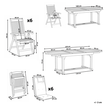 Spisegruppe utendørs 6-seter Amantea Premium akasietre - Brun/grå - Hagemøbler & utemiljø - Hagegruppe - Spisegrupper hage