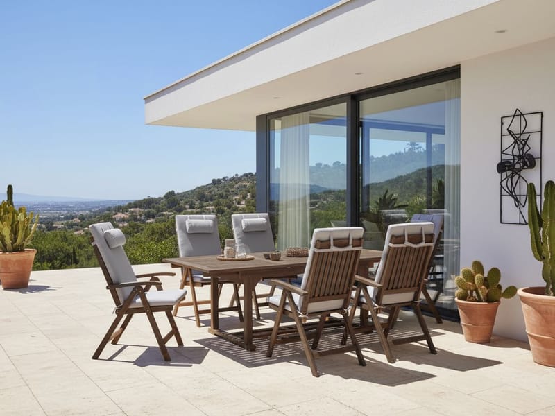 Spisegruppe utendørs 6-seter Amantea Premium akasietre - Brun/grå - Hagemøbler & utemiljø - Hagegruppe - Spisegrupper hage