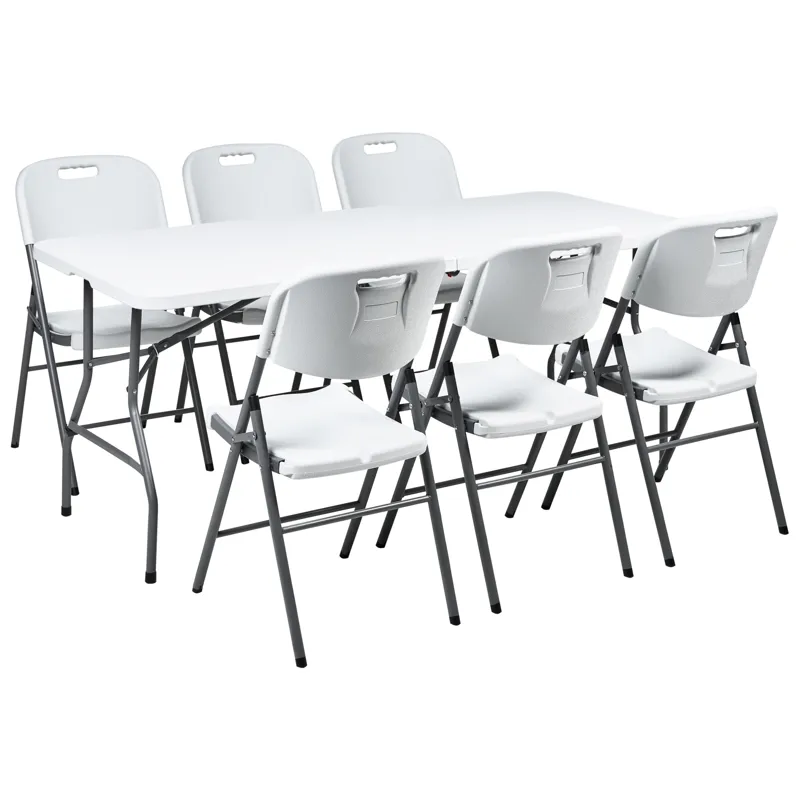 Spisegruppe utendørs 6-seter Cugnoli sammenleggbar, Hvit