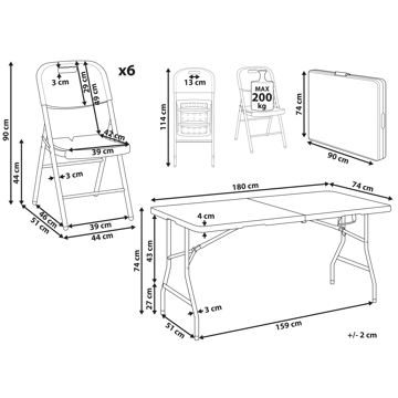 Spisegruppe utendørs 6-seter Cugnoli sammenleggbar - Hvit - Hagemøbler & utemiljø - Hagegruppe - Spisegrupper hage