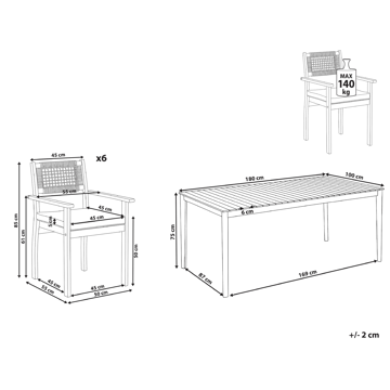 Spisegruppe utendørs 6-seter Jaco/Sumirago akasietre - brun - Hagemøbler & utemiljø - Hagegruppe - Spisegrupper hage