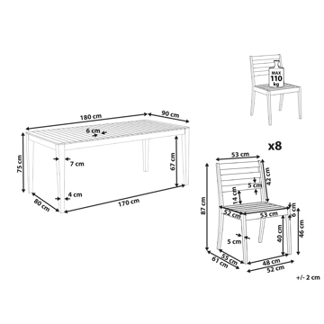 Spisegruppe utendørs 8-seter Chioggia akasietre - brun - Hagemøbler & utemiljø - Hagegruppe - Spisegrupper hage