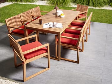 Spisegruppe utendørs 8-seter Sassari Premium med puter akasietre - Brun/Rød - Hagemøbler & utemiljø - Hagegruppe - Spisegrupper hage