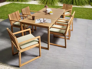 Spisegruppe utendørs 8-seter Sassari Premium med puter akasietre - Brun/Grønn - Hagemøbler & utemiljø - Hagegruppe - Spisegrupper hage