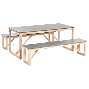 Spisegruppe utendørs med benker Notteri Betong - grå/brun - Hagemøbler & utemiljø - Hagegruppe - Spisegrupper hage