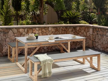 Spisegruppe utendørs med benker Notteri Betong - grå/brun - Hagemøbler & utemiljø - Hagegruppe - Spisegrupper hage