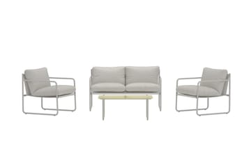 Thassos sofagruppe 2-seters sofa + 2 lenestoler med bord utendørs - Beige - Hagemøbler & utemiljø - Hagegruppe - Sofagruppe utendørs