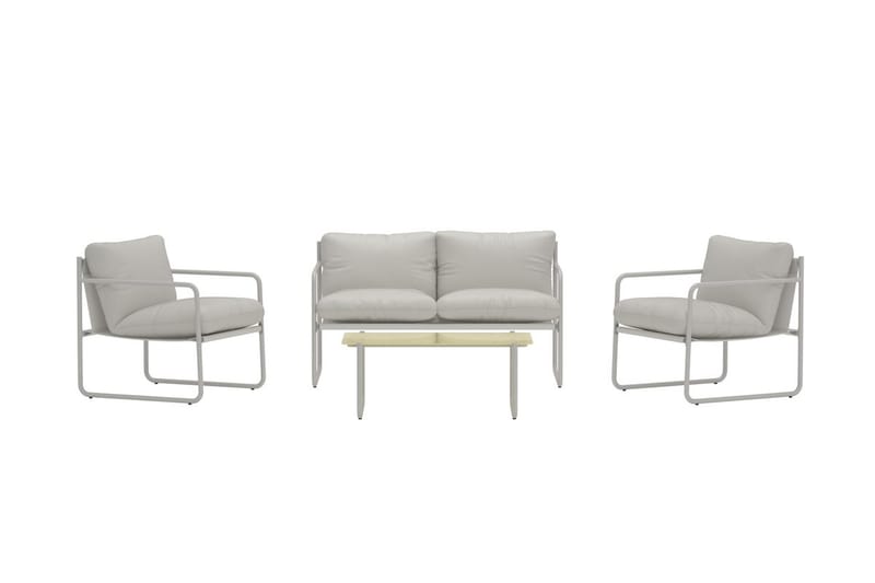 Thassos sofagruppe 2-seters sofa + 2 lenestoler med bord utendørs - Beige - Hagemøbler & utemiljø - Hagegruppe - Sofagruppe utendørs