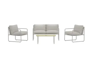 Thassos sofagruppe 2-seters sofa + 2 lenestoler med bord utendørs - Beige - Hagemøbler & utemiljø - Hagegruppe - Sofagruppe utendørs