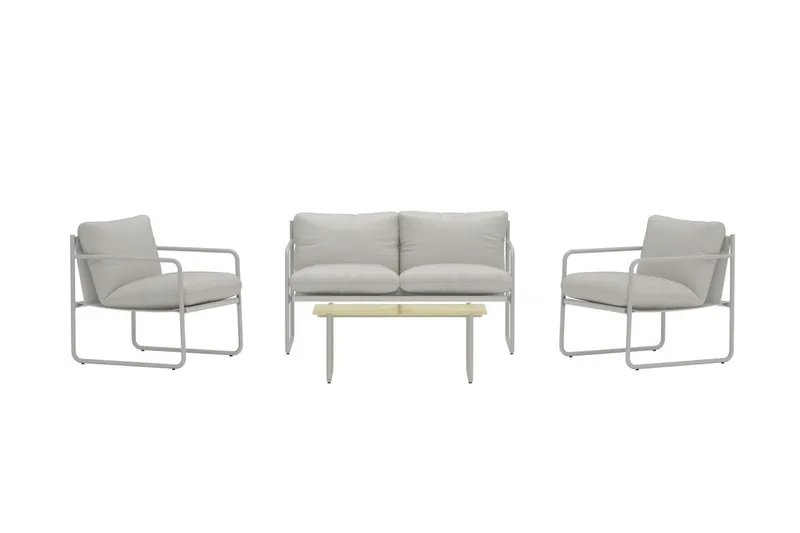 Thassos sofagruppe 2-seters sofa + 2 lenestoler med bord utendørs - Beige - Hagemøbler & utemiljø - Hagegruppe - Sofagruppe utendørs