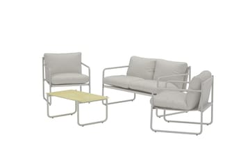 Thassos sofagruppe 2-seters sofa + 2 lenestoler med bord utendørs - Beige - Hagemøbler & utemiljø - Hagegruppe - Sofagruppe utendørs