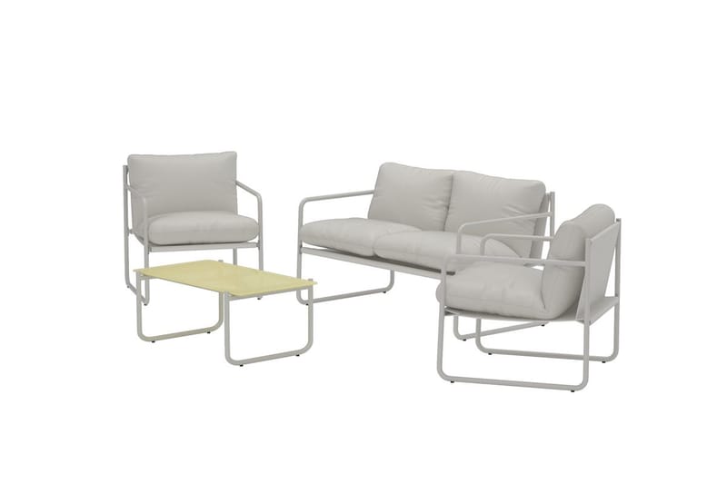 Thassos sofagruppe 2-seters sofa + 2 lenestoler med bord utendørs - Beige - Hagemøbler & utemiljø - Hagegruppe - Sofagruppe utendørs