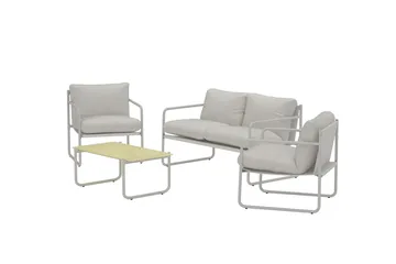 Thassos sofagruppe 2-seters sofa + 2 lenestoler med bord utendørs - Beige - Hagemøbler & utemiljø - Hagegruppe - Sofagruppe utendørs